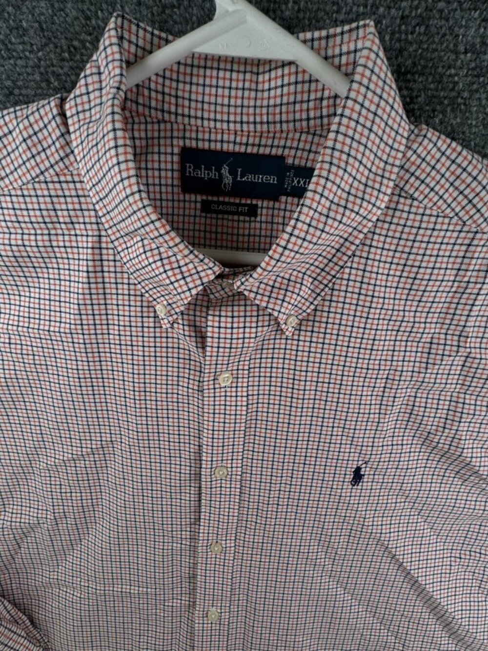 Ralph Lauren Long Sleeve Button Up Shirt Cotton Blue Orange Check Classic 2XL